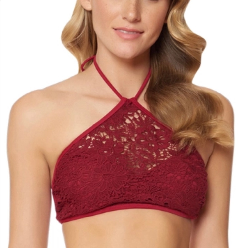 Jessica Simpson Wine Crochet Bikini Top Size M & L